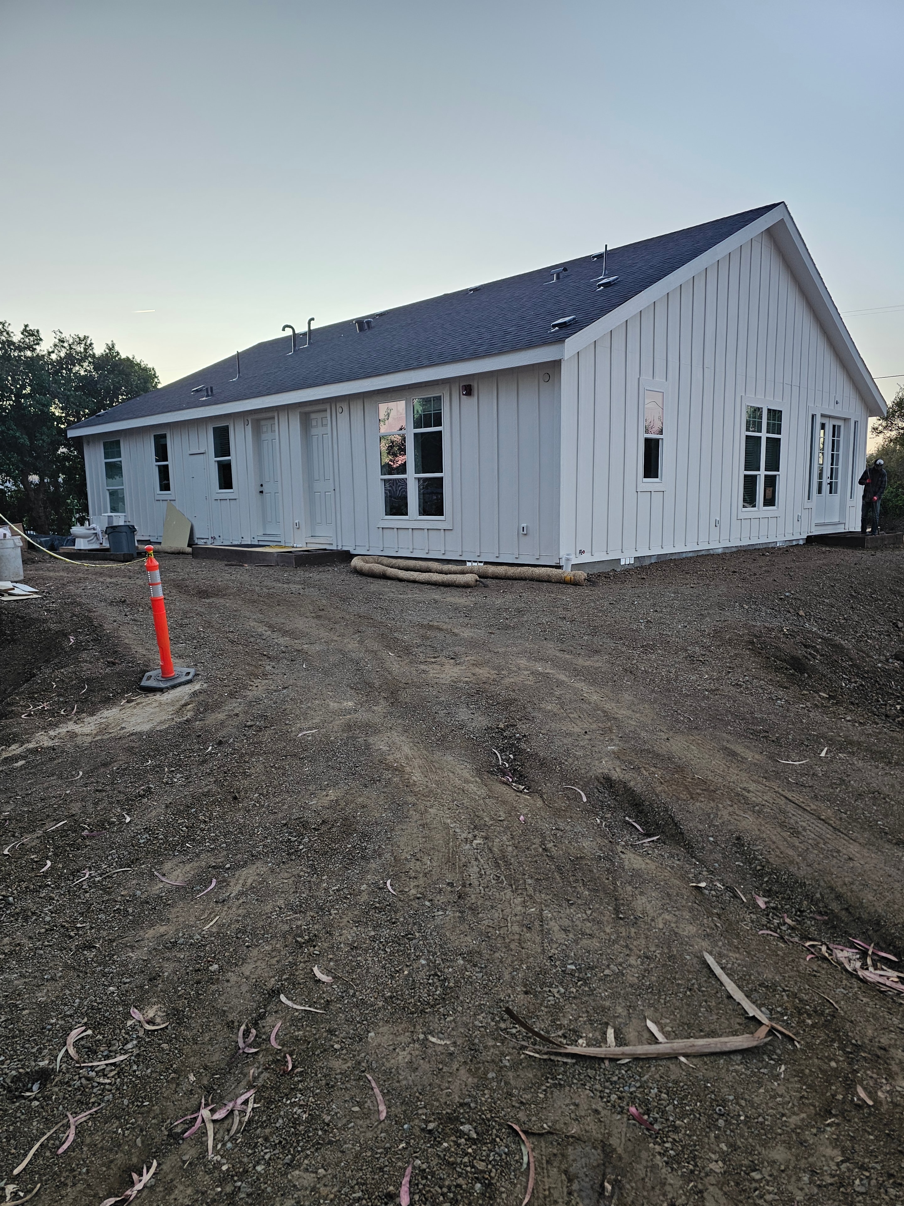 Double-wide manufactured home with driveway